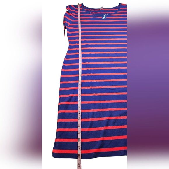 Old Navy Dress Long Sleeve Short Shift Stretch Cotton Stripe Red Navy Blue XL - Picture 7 of 11